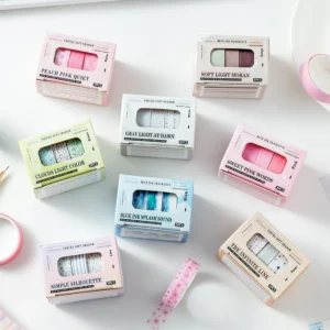 BubblyCuddle 5 Rolls/Set Washi Tape Decorative Masking Tapes Sticky Paper Tape for Journals DIY Crafts Gift Wrapping