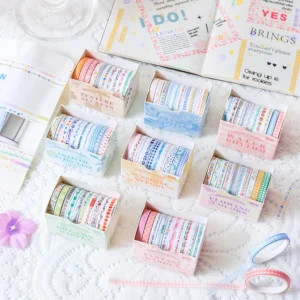 BubblyCuddle 10 Rolls/Set Washi Tape Decorative Masking Tapes Sticky Paper Tape for Journals DIY Crafts Gift Wrapping