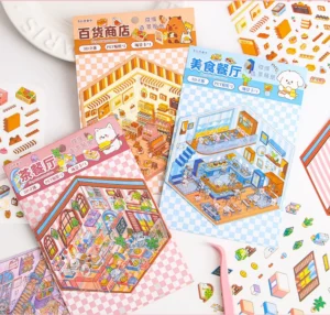 BubblyCuddle 3D Scene Art 2.0 Series: Small-Scale 3D Miniature Sticker Scenes | Stress Relief & Scene Setting Decals
