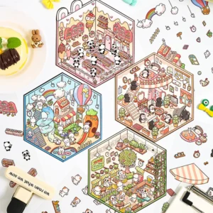 BubblyCuddle 3D Scene Art 3.0 Series: Small-Scale 3D Miniature Sticker Scenes | Stress Relief & Scene Setting Decals